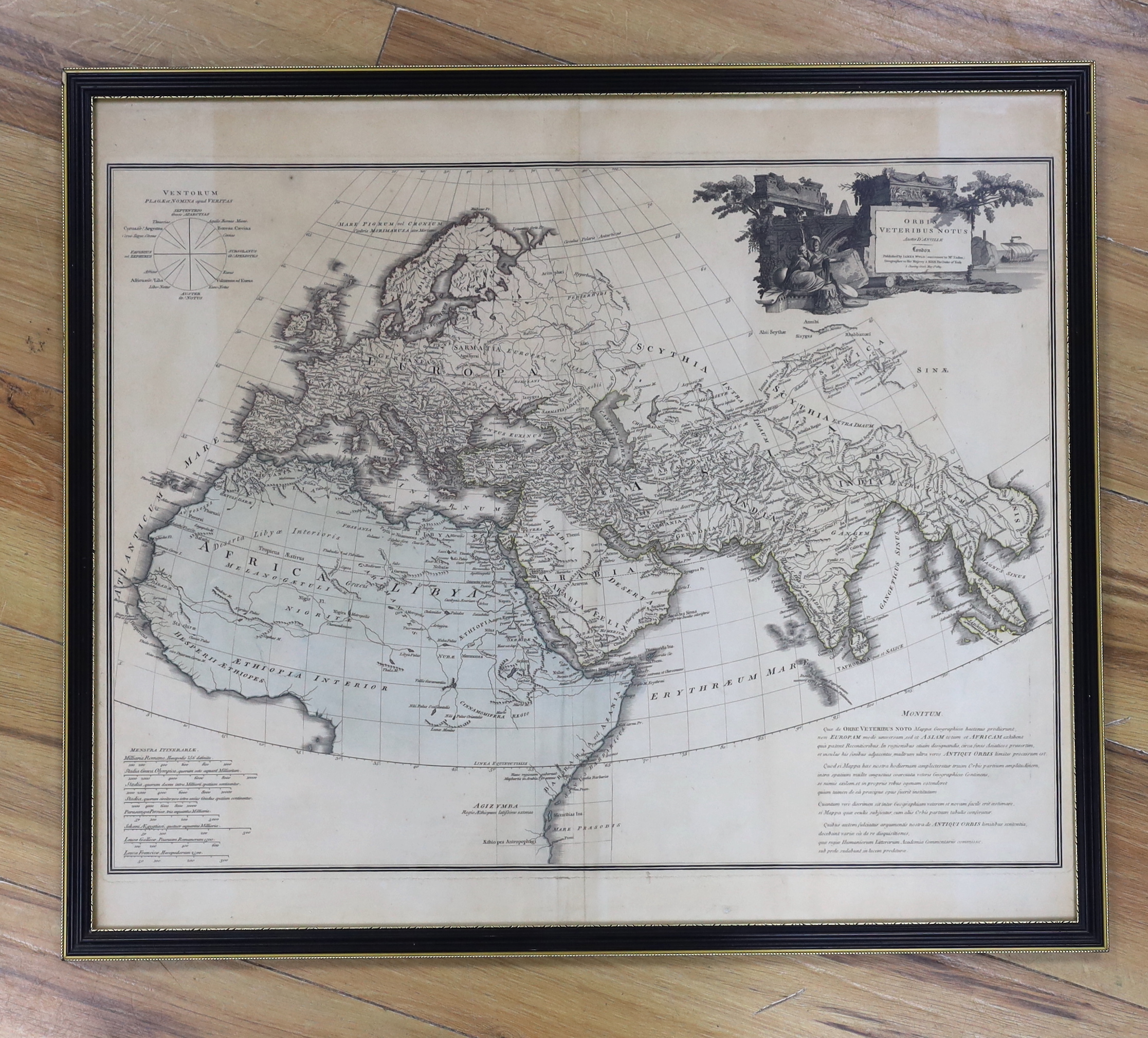 James Wyld Sr. (1790-1836) after Jean Baptiste Bourguignon d' Anville (1697-1782), Orbis Veteribus Notus, 19th century hand coloured map, London 1853, 65cm x 55cm